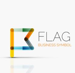 Logo flag, abstract linear geometric business icon
