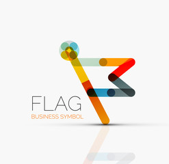 Logo flag, abstract linear geometric business icon