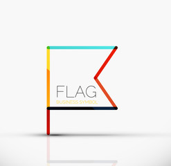 Logo flag, abstract linear geometric business icon