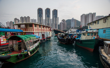 Obraz premium Fishing village of Aberdeen, Hong-Kong, China