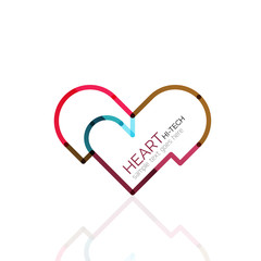 Logo love heart, abstract linear geometric business icon