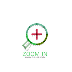 Vector thin line design logo magnifying glass, search and find or zoom logotype concept. Linear minimalistic business icon