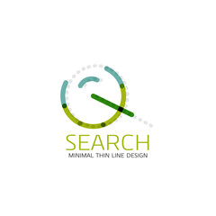 Vector thin line design logo magnifying glass, search and find or zoom logotype concept. Linear minimalistic business icon