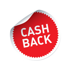 Red vector sticker and text CASH BACK