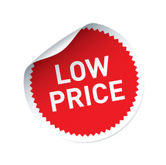 Red vector sticker and text LOW PRICE
