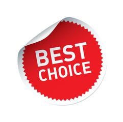 Red vector sticker and text BEST CHOICE