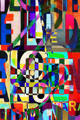 Background random digital collage or typography design wallpaper