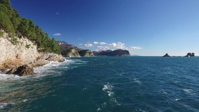 Aerial view of sea shore near Petrovac
