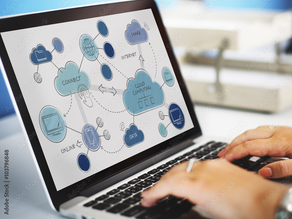 Aufkleber cloud computing networking connecting concpet