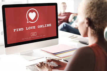Fototapeta na wymiar Find Love Online Valentines Romance Love Heart Dating Concept