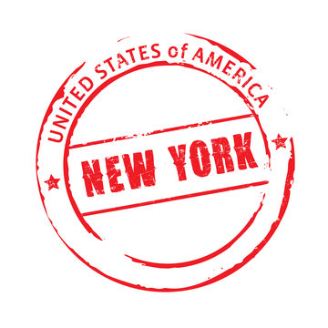Red vector grunge stamp NEW YORK