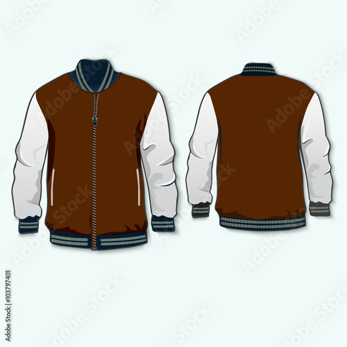 Download "Varsity Jacket template with zipper and pockets. Vector." Stock image and royalty-free vector ...