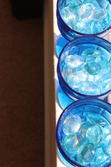 Blue Glasses in a row