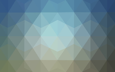 Multicolor blue, yellow, orange polygonal design pattern, which consist of triangles and gradient in origami style.