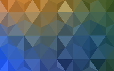 Multicolor blue, yellow, orange polygonal design pattern, which consist of triangles and gradient in origami style.