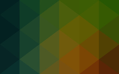 Multicolor dark red, green polygonal design pattern, which consist of triangles and gradient in origami style.