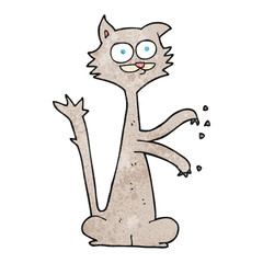 textured cartoon cat scratching