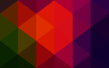 Multicolor dark red, green polygonal design pattern, which consist of triangles and gradient in origami style.