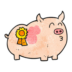 textured cartoon prize winning pig