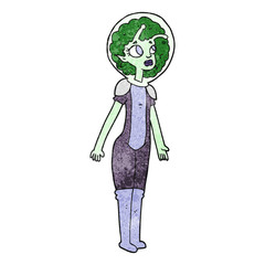 textured cartoon alien space girl