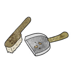 textured cartoon dust pan and brush
