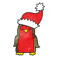 textured cartoon christmas robin