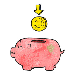 textured cartoon piggy bank