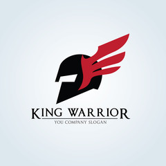 King warrior,helmet logo,vector logo template