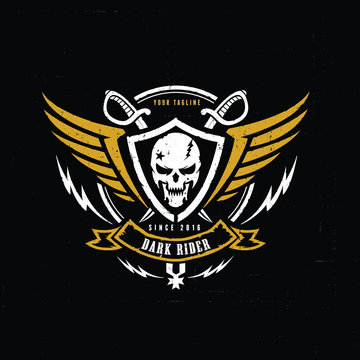 Dark victory,skull logo,tattoo,vector logo template