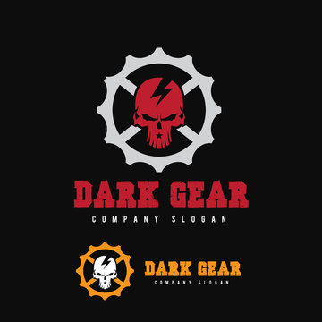 Dark geer,skull logo,vector logo template
