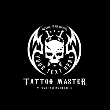 Tattoo logo,skull logo,vector logo template