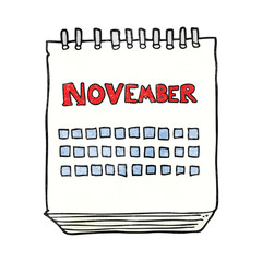 textured cartoon calendar showing month of november