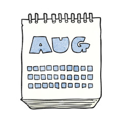 textured cartoon calendar showing month of august