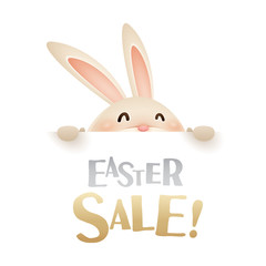 Easter Sale! Easter bunny with big sign.