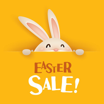 Easter Sale! Easter bunny with big sign.