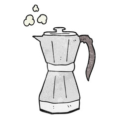 textured cartoon stovetop espresso maker
