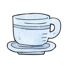 textured cartoon cup and saucer