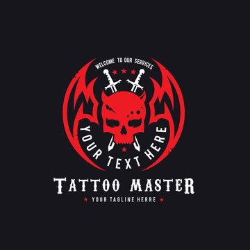 Tattoo logo,skull logo,vector logo template