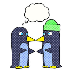 thought bubble cartoon penguins