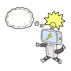 thought bubble cartoon little robot