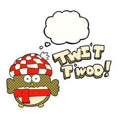 thought bubble cartoon cute owl singing twit twoo