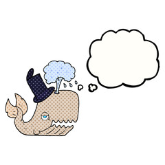 thought bubble cartoon whale spouting water