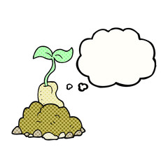 thought bubble cartoon sprouting seed