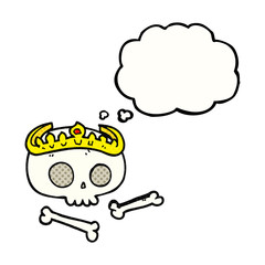 thought bubble cartoon skull wearing tiara