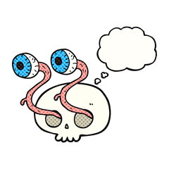gross thought bubble cartoon eyeball skull