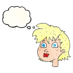 thought bubble textured cartoon female face