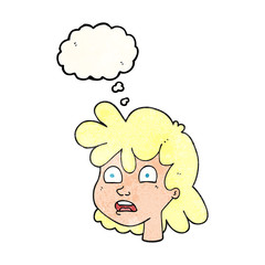 thought bubble textured cartoon female face