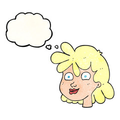 thought bubble textured cartoon female face