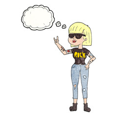 thought bubble textured cartoon rock woman
