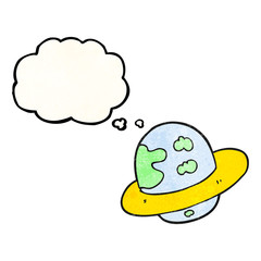 thought bubble textured cartoon planet